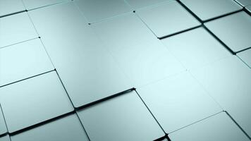 3D surface with moving tiles. Design. Metal square tile moves on surface. Smooth square tile moves in waves on surface video