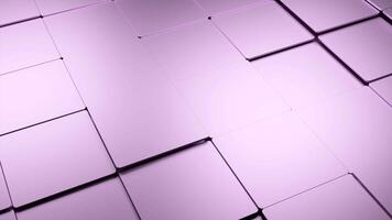 3D surface with moving tiles. Design. Metal square tile moves on surface. Smooth square tile moves in waves on surface video