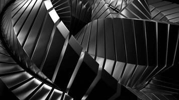 Swirling 3d structure with metallic lines. Action. Abstract metal machine is twisted with metal lines. Twisted metal lines move in abstract spiral video