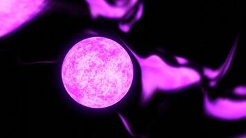 Glowing 3d ball of energy with radiations. Design. Glowing energy ball with thermal energy and radiation. Magnetic radiation of energy in space from light ball video