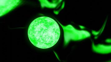 Glowing 3d ball of energy with radiations. Design. Glowing energy ball with thermal energy and radiation. Magnetic radiation of energy in space from light ball video