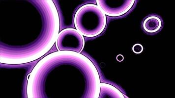 Black background with flying bubbles. Design. Red and purple bubbles with neon lights made in cartoon abstraction. video