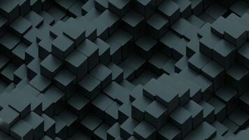 Columns of 3d cubes move in waves. Design. Wave oscillations of cubic 3d columns. 3D columns move in waves on surface of space video