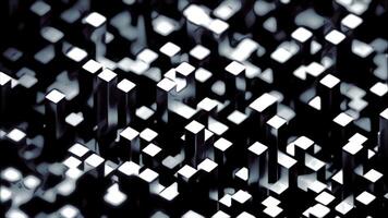Black background with long square lines. Design. Three D with long sticks that move in cartoon abstraction video