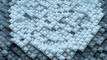 Circular waves on surface of structural cubes. Design. Cubes with dots move in circular 3d waves of pulses. Pulses with circular ripples on surface of geometric cubes video