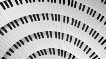 Concept of music, endless rotating wheel with piano keys. Design. Spinning bending rows of piano keys. video