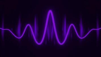 Moving wave neon line on black background. Design. Neon equalizer line with wave oscillations. Lowing line moves in wave with glow on background video
