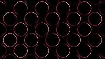 Black background with red and green circles. Design. Neon lines with hand-drawn circles made in cartoon animation. video