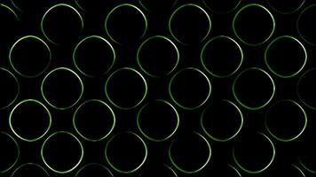 Black background with red and green circles. Design. Neon lines with hand-drawn circles made in cartoon animation. video