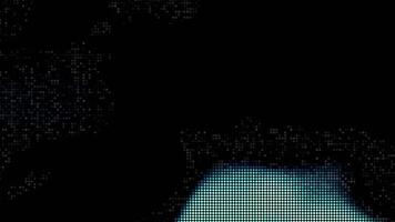Moving spots in pixel image. Motion. Beautiful pixel glow on black background. Moving spots of colored radiance in pixel image video
