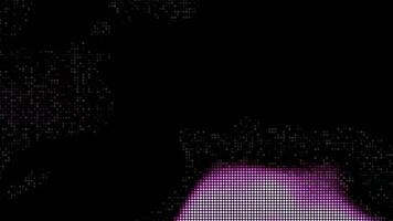 Moving spots in pixel image. Motion. Beautiful pixel glow on black background. Moving spots of colored radiance in pixel image video