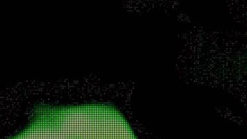 Beautiful pixel background with colored glow. Motion. Pixel image of moving northern lights. Moving spots of color stream of pixels on black background video