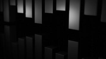 Black background with orange and white stripes. Design. Small strips that dance in different directions in 3D format. video