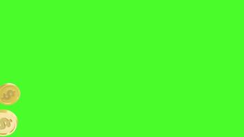 Gold Dollar coins animation. 3D animation of golden coin falling with Green screen background.Animation of Wealth concept. video