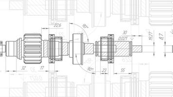 Technology background .Technical drawing of gears .Rotating mechanism of round parts.Engineering concept . video