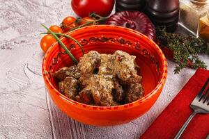 Beef liver with cream sauce photo