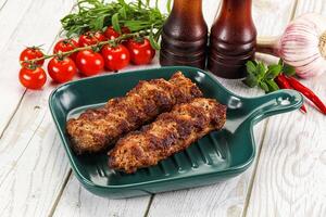 Chicken kebab minced meat and spices photo