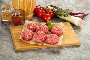 Raw beef meatball minced meat photo