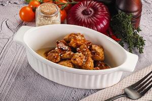 Chicken fillet with soya teriyaki sauce photo