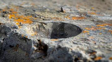 A detailed shot of a grinding ledge with a small dip in the middle from years of use photo
