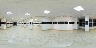 hdri 360 panorama in hall room of exhibition gallery with empty frames for paintings in equirectangular seamless spherical projection. can used to create virtual staging photo