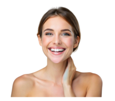 Smiling woman on transparent background for creative design use png