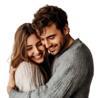 A man and woman are hugging each other png