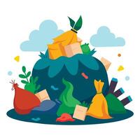 A pile of garbage with various items on it vector