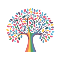 A rainbow tree with many leaves on it png