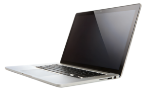 Laptop Notebook computer blank screen Side View Mock-up isolated clipping path on Transparent background. png
