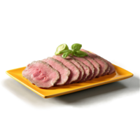 Beef tongue thin tender slices salsa verde dots splashing Food and Culinary concept png