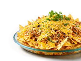 Chicken and Cheese Nachos with shredded chicken and a mix of cheeses served png
