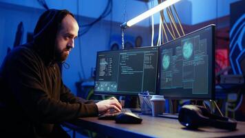 Hacker contracted by company in secret to do corporate espionage receiving access denied error message while trying to steal information on competitor products to gain marketplace advantage video
