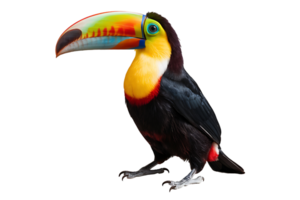 toucan with a brightly colored beak isolated on transparent background png
