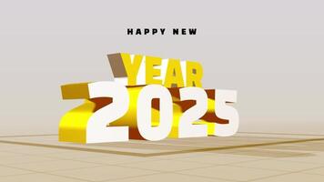 2025 Happy New Year 3D Animation Yellow Color video
