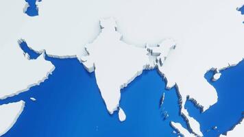 3d map of India with national flag,zooming in and zooming out from world map video