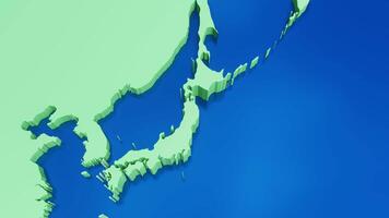 3d map of Japan with national flag,zooming in and zooming out from world map video