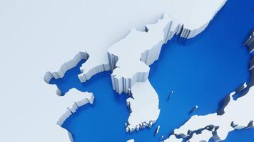 3d map of North Korea with national flag,zooming in and zooming out from world map video