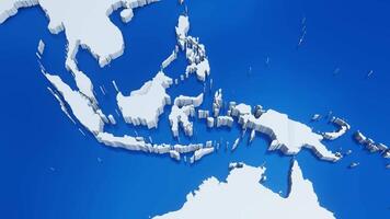 3d map of Indonesia with national flag,zooming in and zooming out from world map video