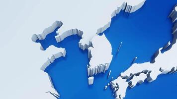 3d map of South Korea with national flag,zooming in and zooming out from world map video