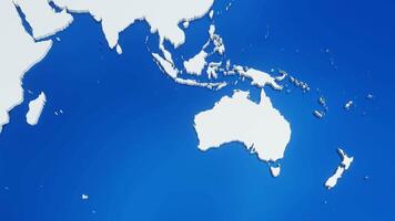 3d map of Australia with national flag,zooming in and zooming out from world map video