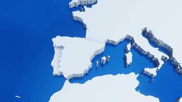3d map of Spain with national flag,zooming in and zooming out from world map video