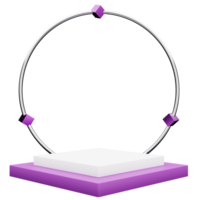 Purple Square Podium with Metal Ring 3D Illustration png