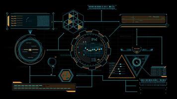 High-tech interface design with data processing animation video