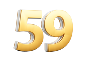 3D Golden Shiny Number 59 Fifty Nine With Silver Outline 3D Illustration png