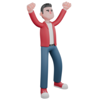 3D Vocal Artist Character. A singer The man is standing facing left with both his hands raised and clenched. Vocalist Design png