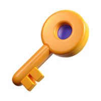 3D Cartoon Key Icon for Website and Mobile App Design png