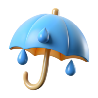 3D Cartoon Umbrella with Raindrops Ideal for Weather Apps, Websites, and Illustrations png