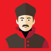 A man with a mustache and hat on a red background vector