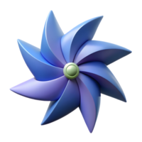 3D Abstract Purple and Blue Flower with Green Center png